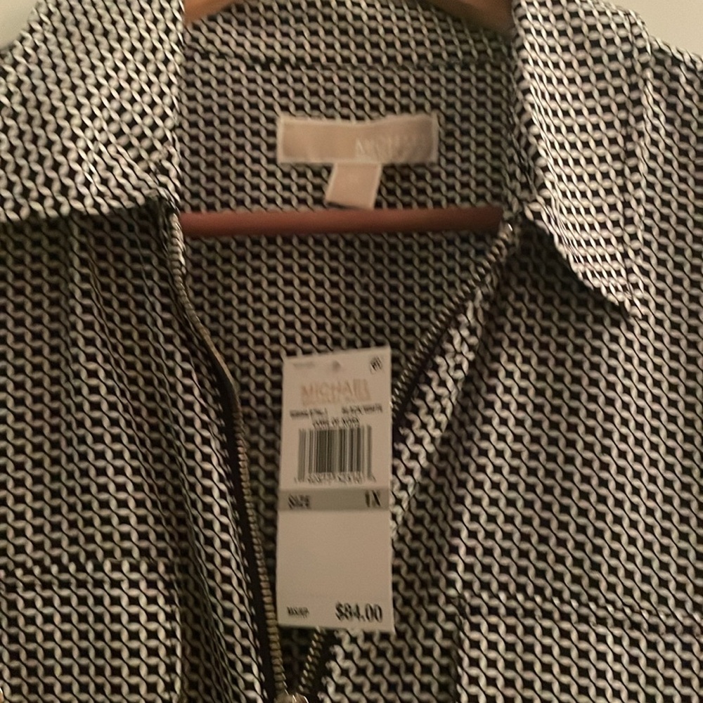 NWT Michael Kors zipper blouse with roll up sleeves 1X